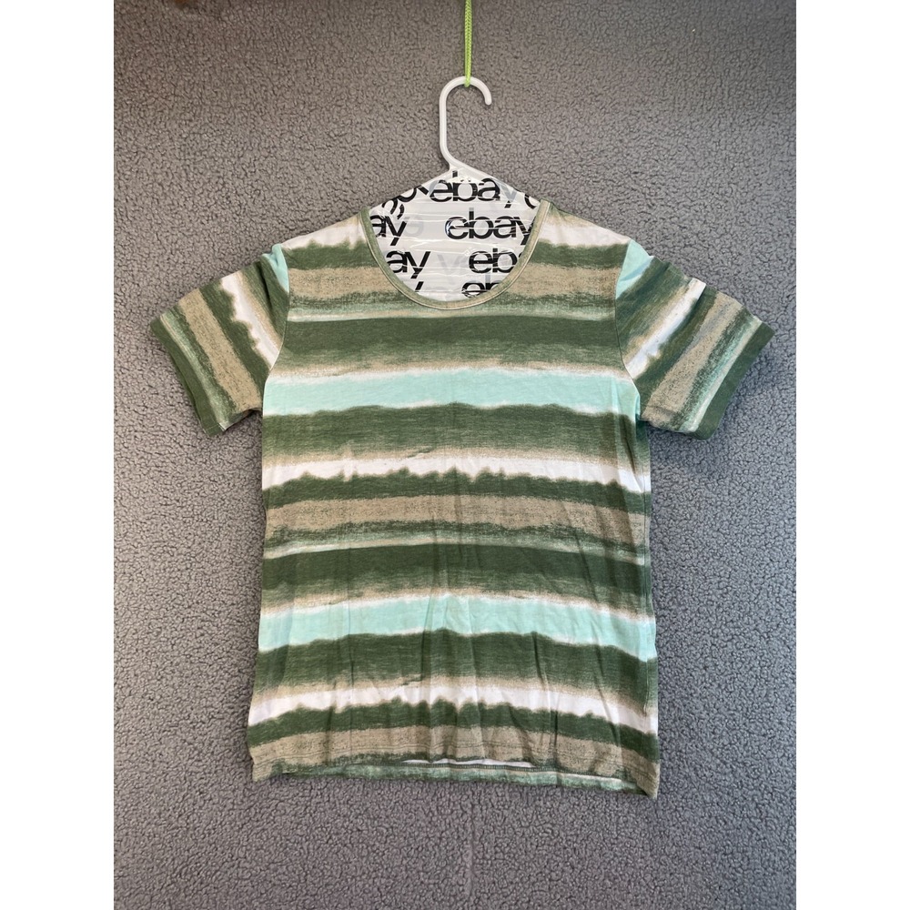 Coral Bay Top Womens PS Cotton Stripe Green White‎ Crew Neck T-Shirt